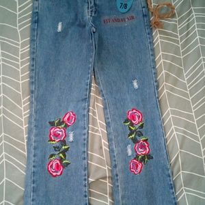 Jeans with flower print....size 7/8